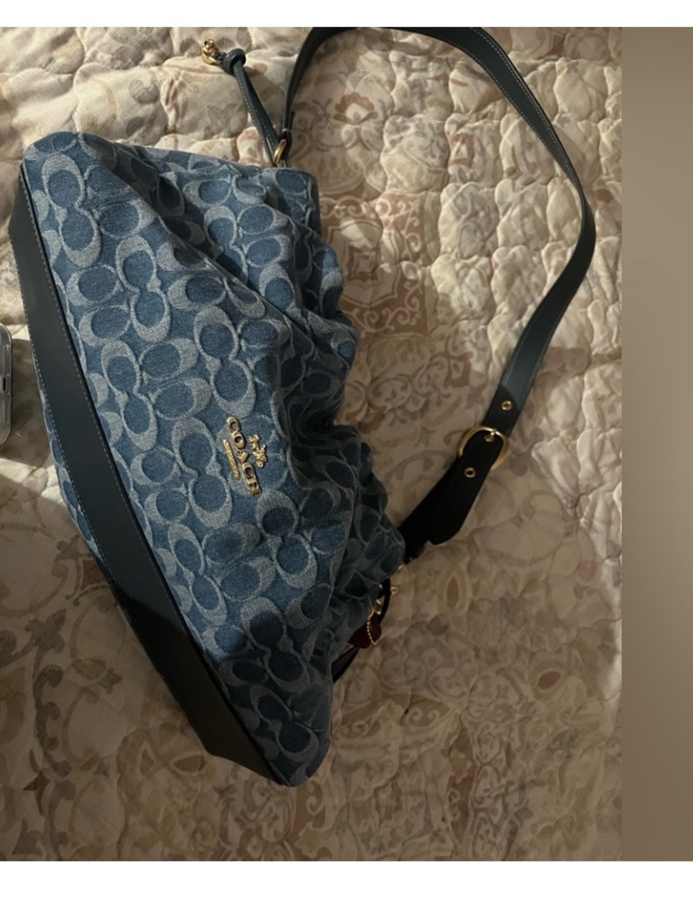 Coach Denim Signature Canvas Shoulder Bag in Blue